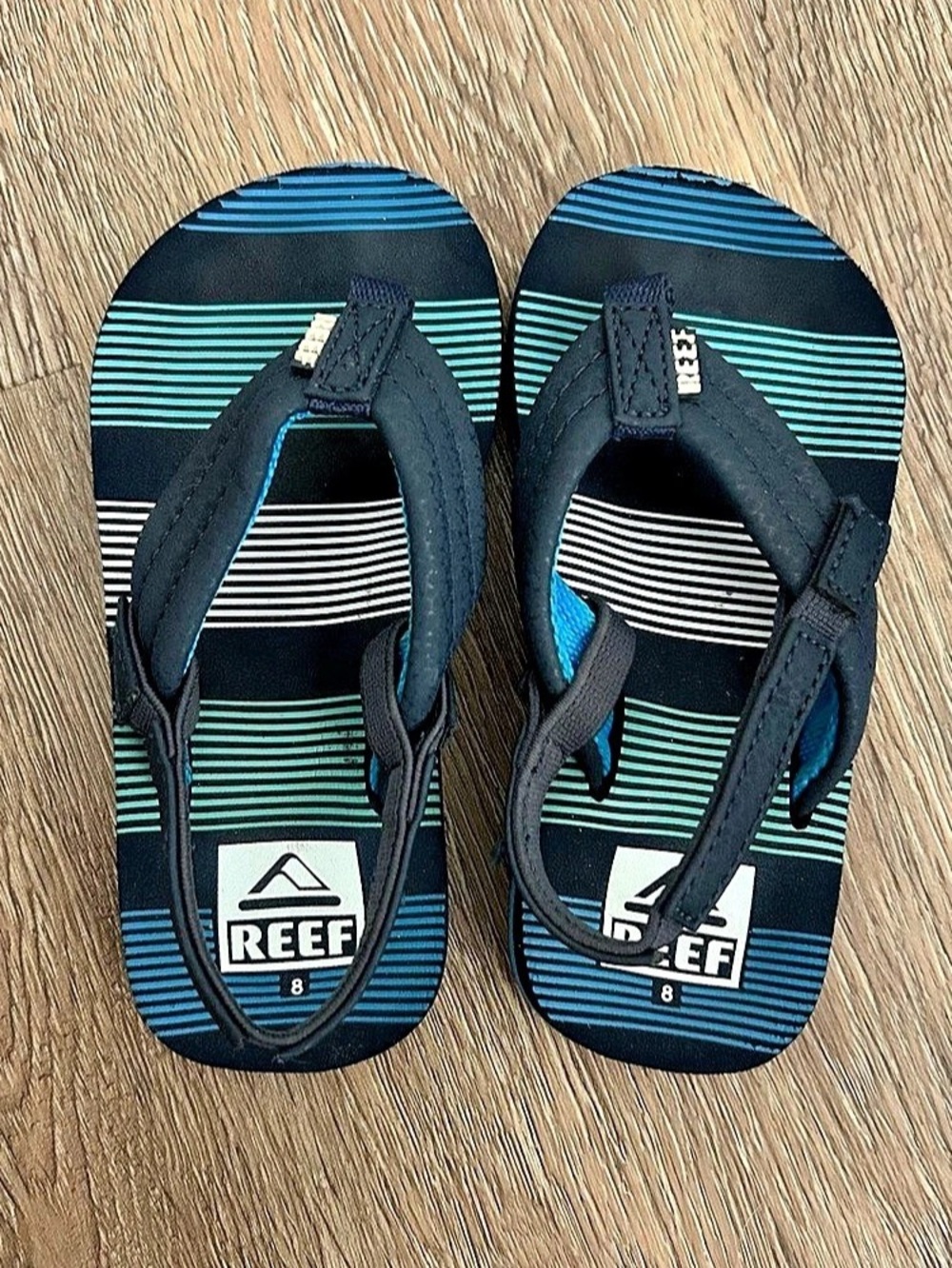 Reef Striped Flip Flops boys US 8